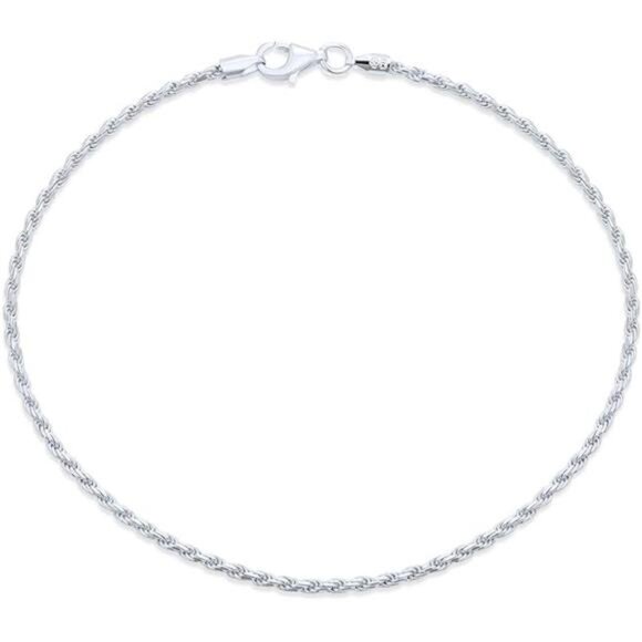 Diamond-Cut Figaro,Rope Chain Anklet Ankle Bracelet For Women Teen silver Plated - Picture 5 of 5